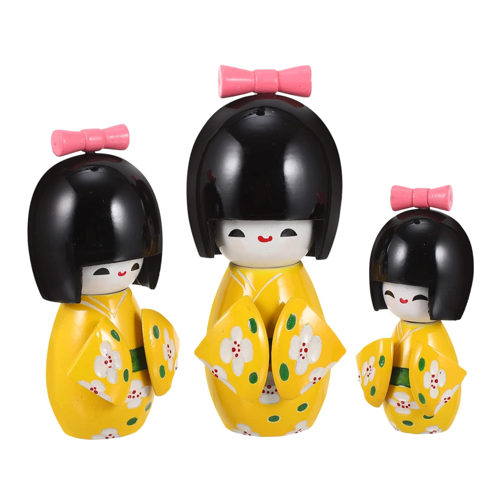 CTHCJ Kimono Doll - 13.5X6X6CM Wooden Yellow Set