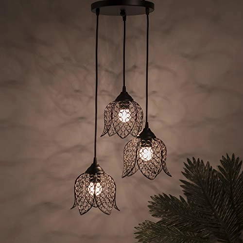 3-Lights Round Cluster Chandelier - Black E27