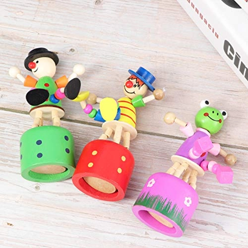Wooden Push up Toy - 5pcs Clown