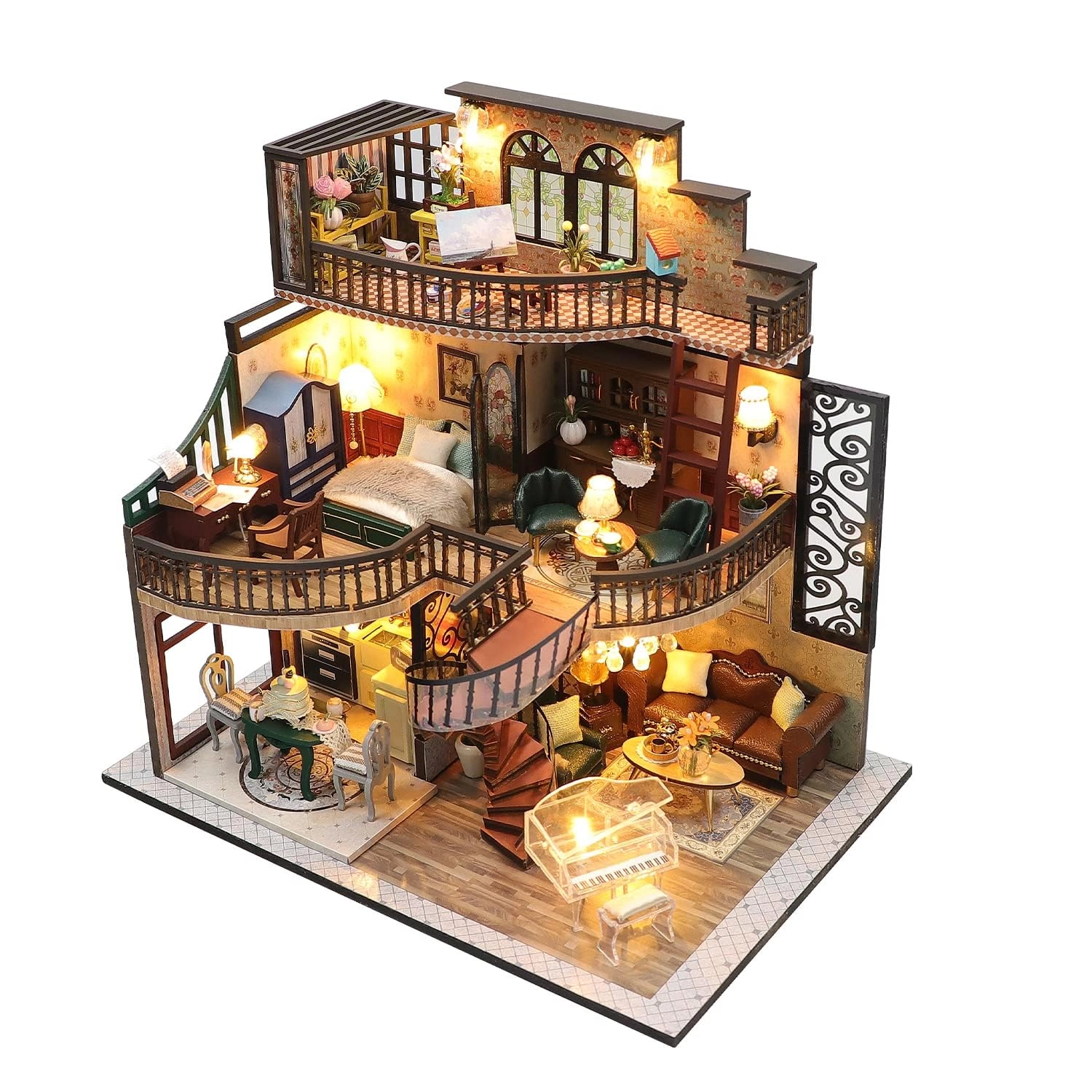 QGKPL DIY Miniature Doll House Kit - Dream Tower