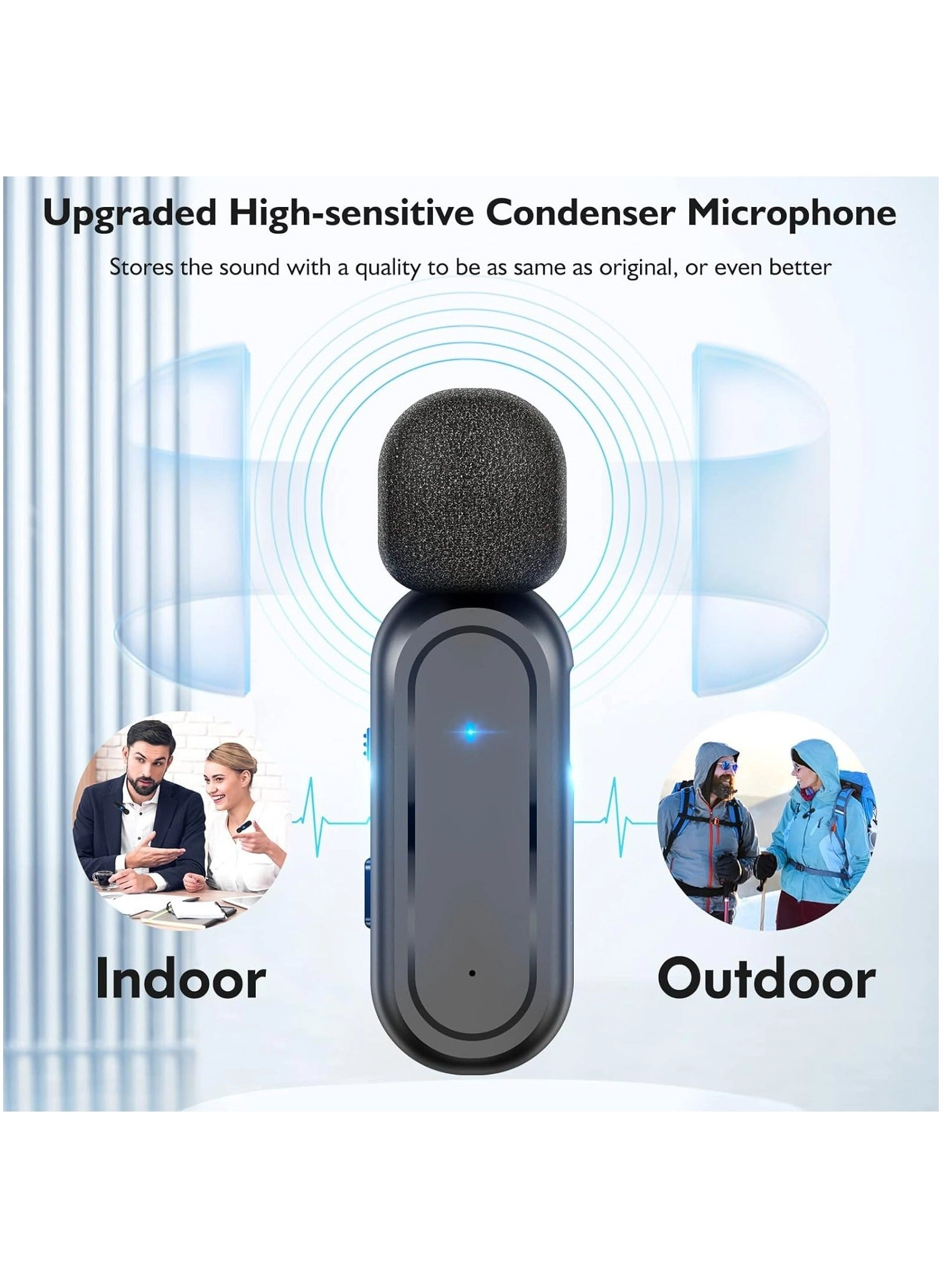 Wireless Lavalier Microphone Lightning Microphone - 2 Mic Charging Bin