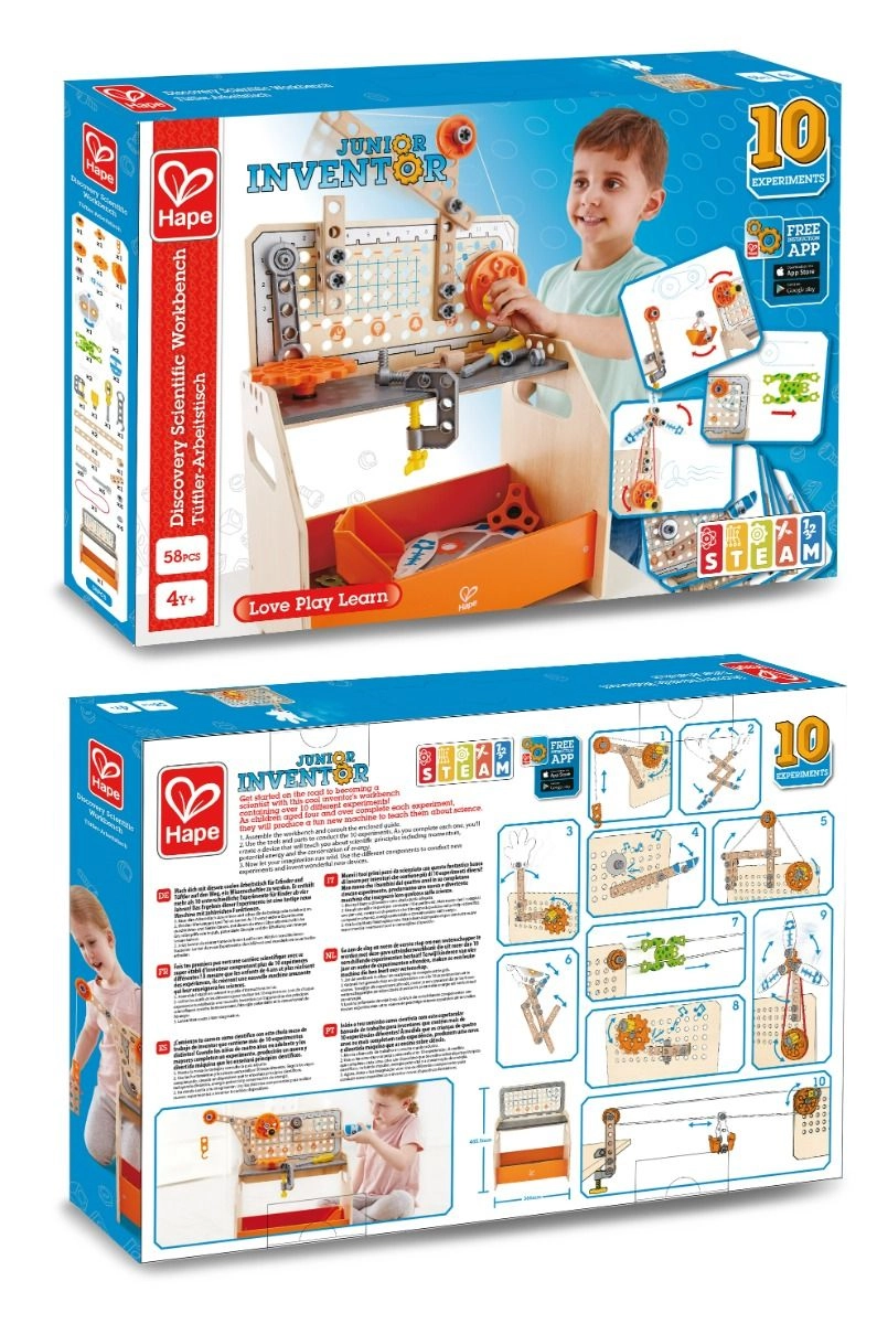Junior Inventor Discovery Scientific Wooden Workbench - 4 + 58 pieces