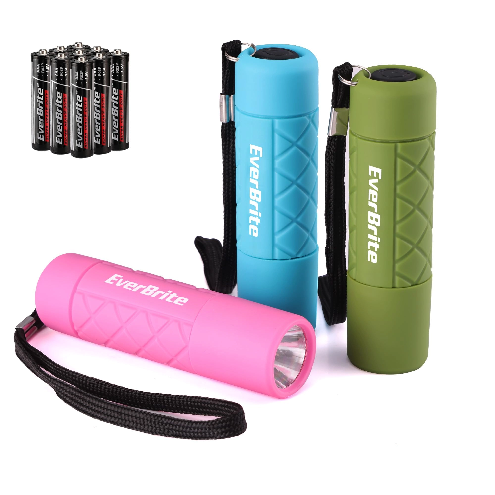 Hang Zhou Great Star Industrial Co.,LTD Mini Flashlight - 3-Pack 9 AAA Batteries Included Pink/Green/Blue