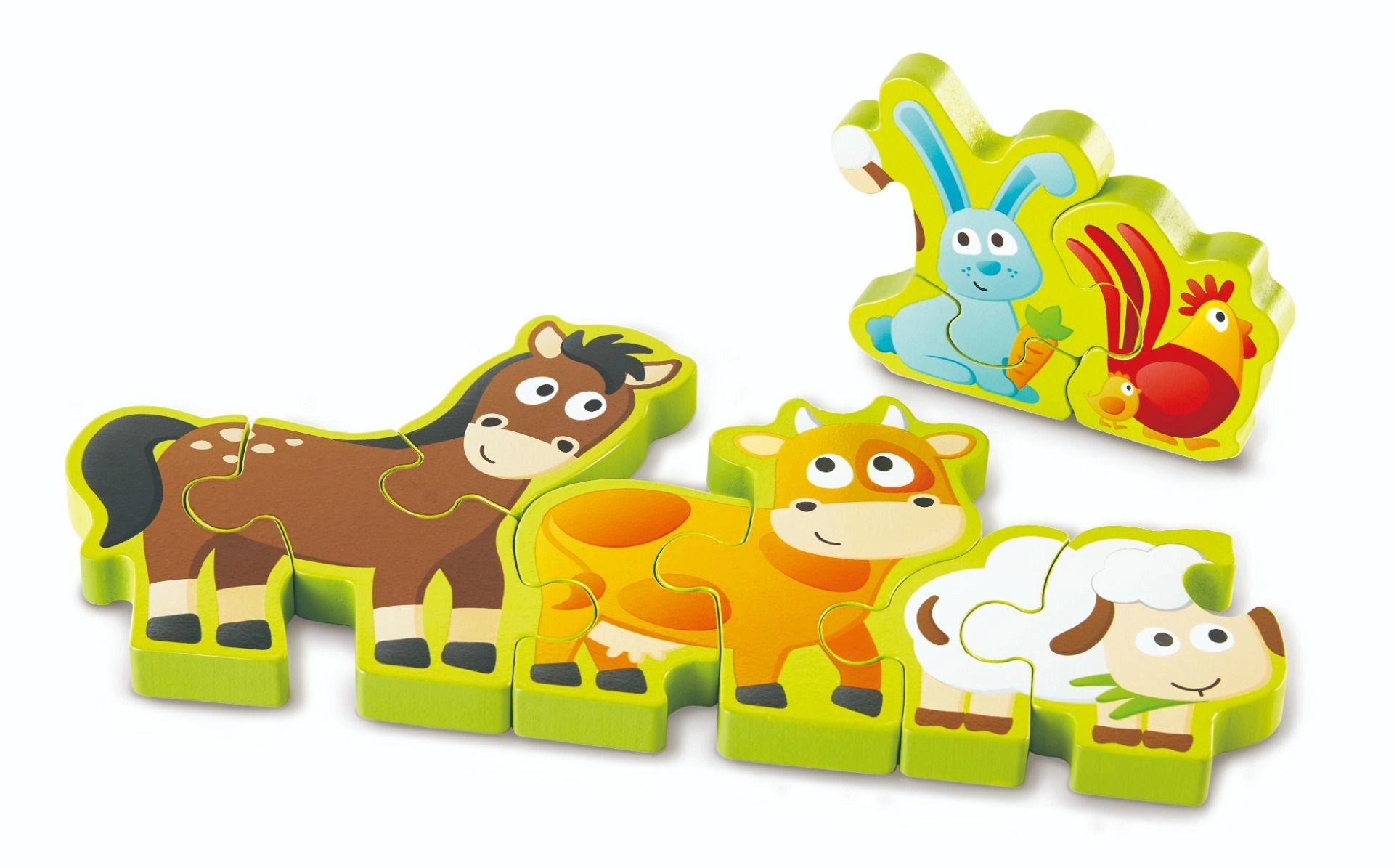Double Sided Numbers And Farm Animal Wooden Jigsaw Puzzle - 3 + 10 pieces