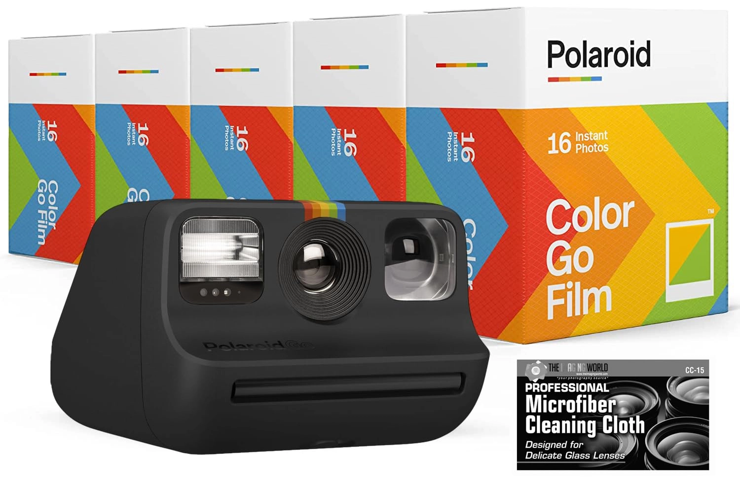 Polaroid Go - Pocket-sized Instant + Color Film - 5 Double Packs 80 Prints + Microfiber Cloth