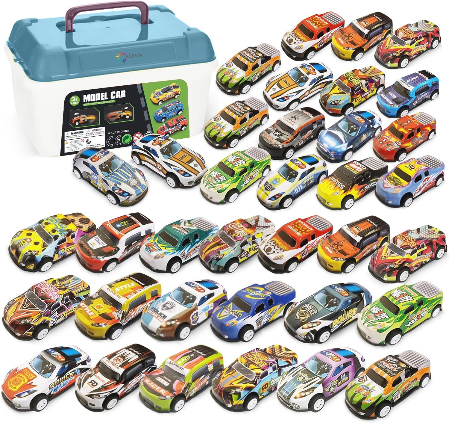 ESSEN Pull Back Race Toy Cars Set - 36pcs