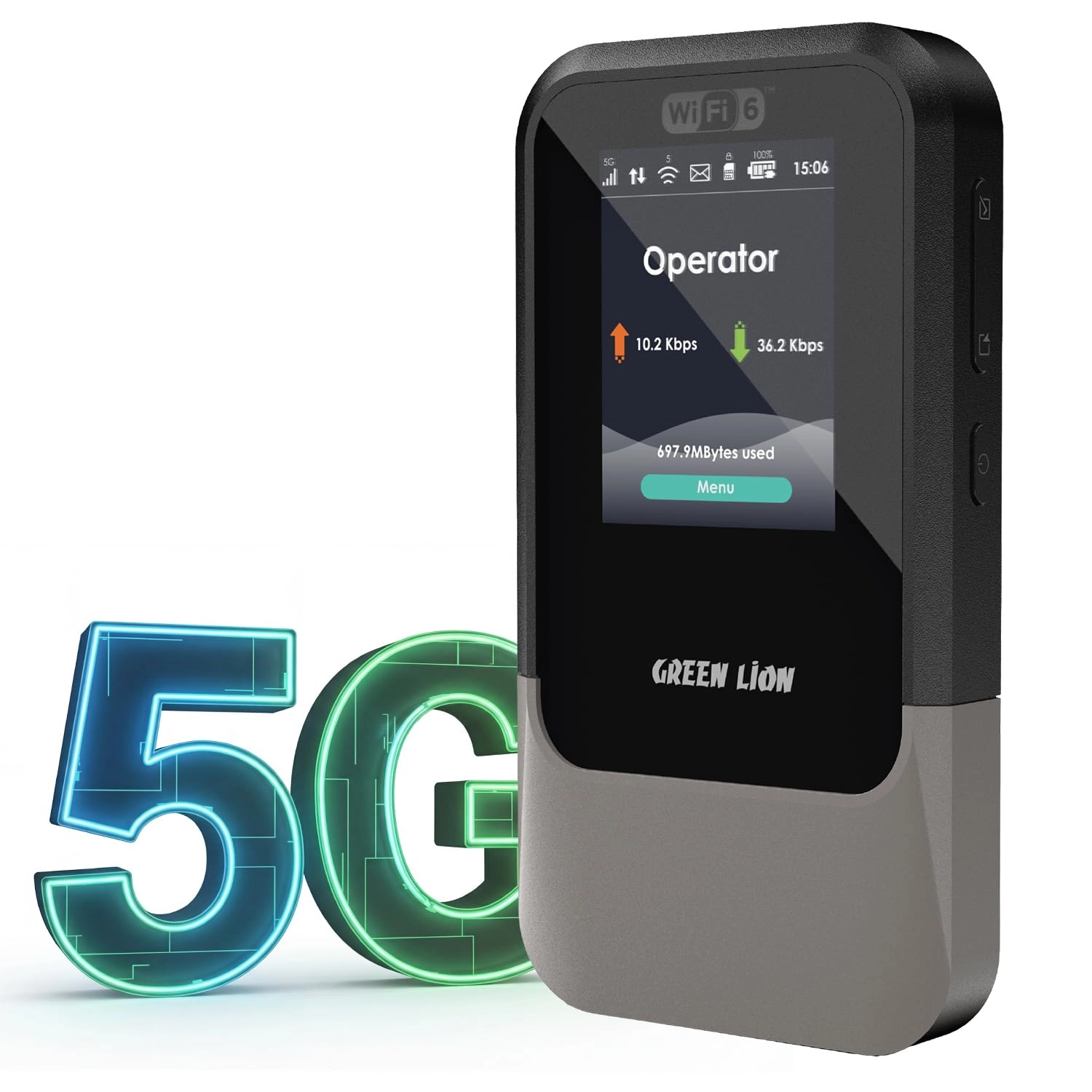 GREEN LION Connect 5G Portable MiFi Router - Wi-Fi 6 2.6 Gbps