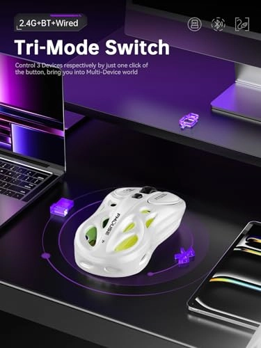 Tri-Mode Wireless Mouse - 2.4GHz USB / Dual Bluetooth / Wired