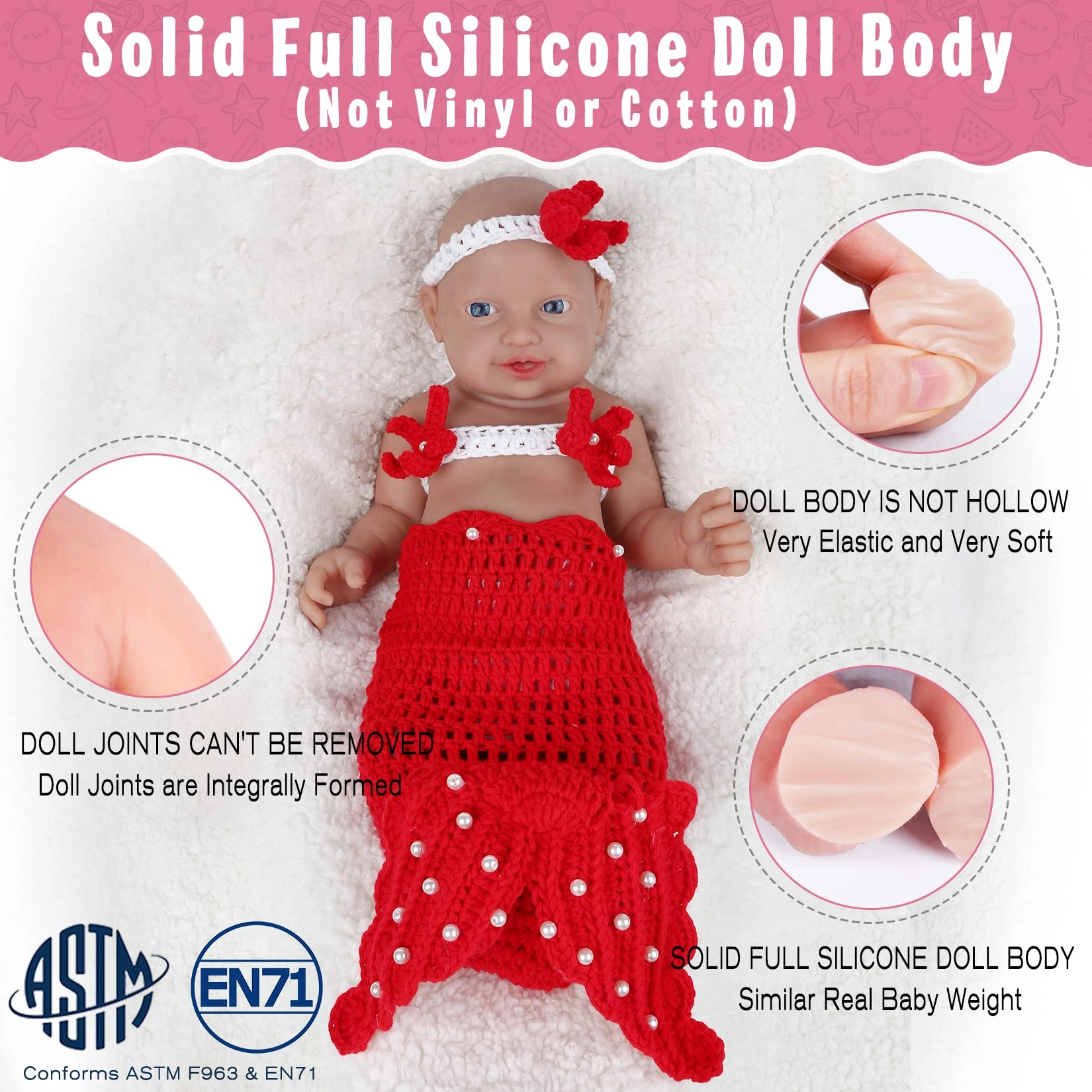 Sleeping Baby Doll - 16 inch Silicone Girl Skin Color Ages 3+