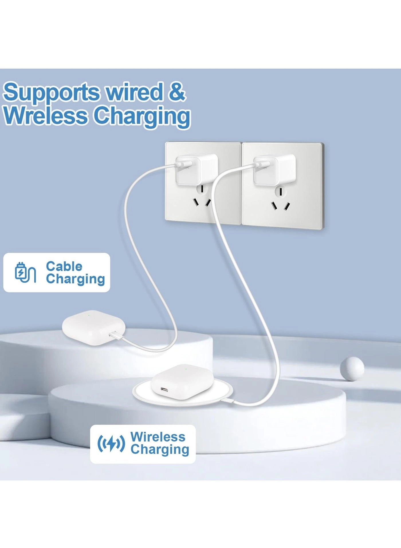 Case for AirPods 1st & 2nd Generation - Wireless Charging 550mAh Bluetooth Pairing
