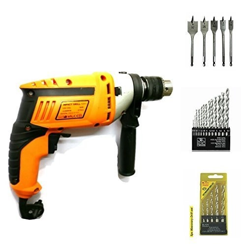 TOOLS CENTRE Hammer Drill Machine - 13 Mm 500W + HSS Drill Set - 13 Pcs + Masonry Drill Set - 5 Pcs