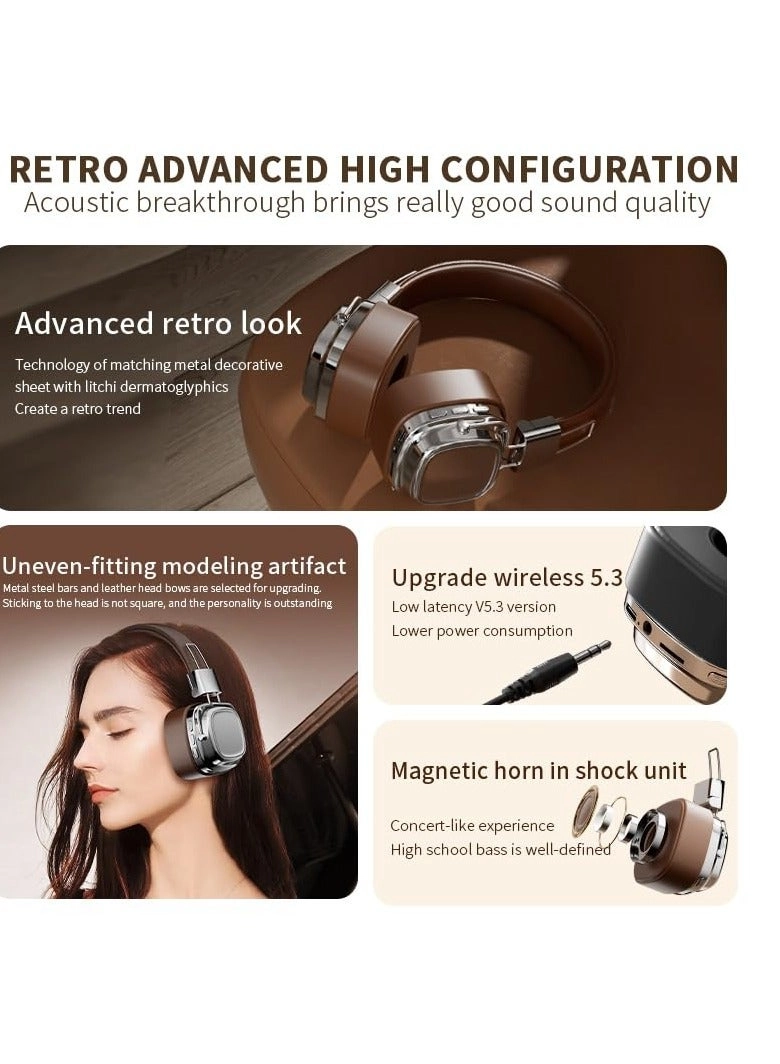 Retro Folding Style Wireless Bluetooth Subwoofer Headphones - Wireless Headset