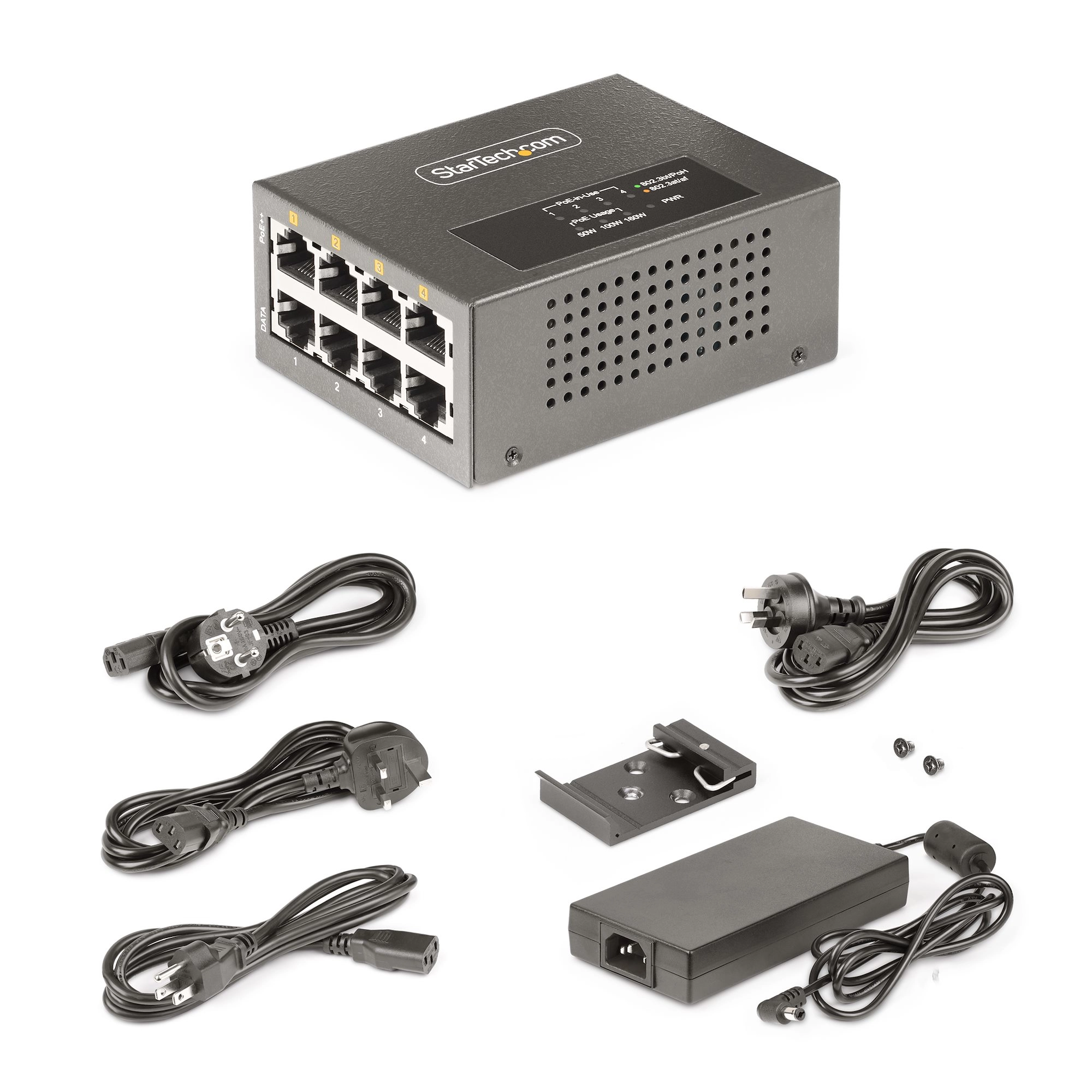 4-Port Multi-Gigabit PoE++ Injector - 52 Volts 95 Watts 4 802.3af/802.3at/802.3bt 5/2.5/1Gbps 160 Watts