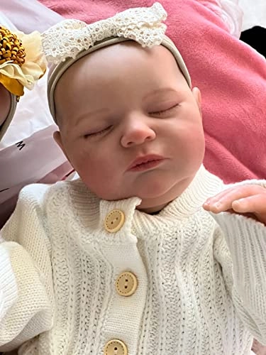 Reborn Baby Doll - 19 inches Silicone Asleep Brown eyes