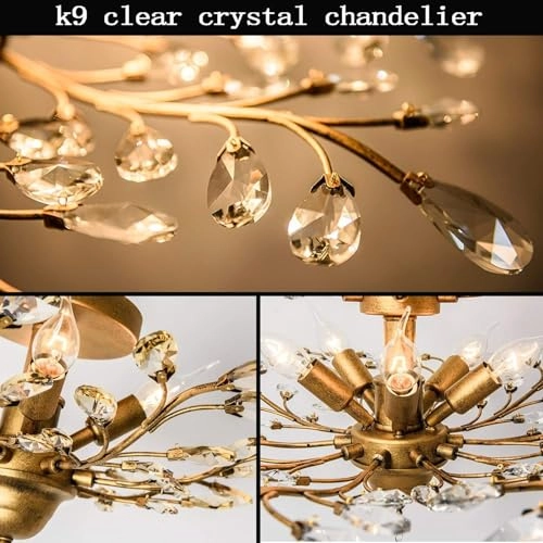 Crystal Ceiling Light - Matte Black 5 Lights