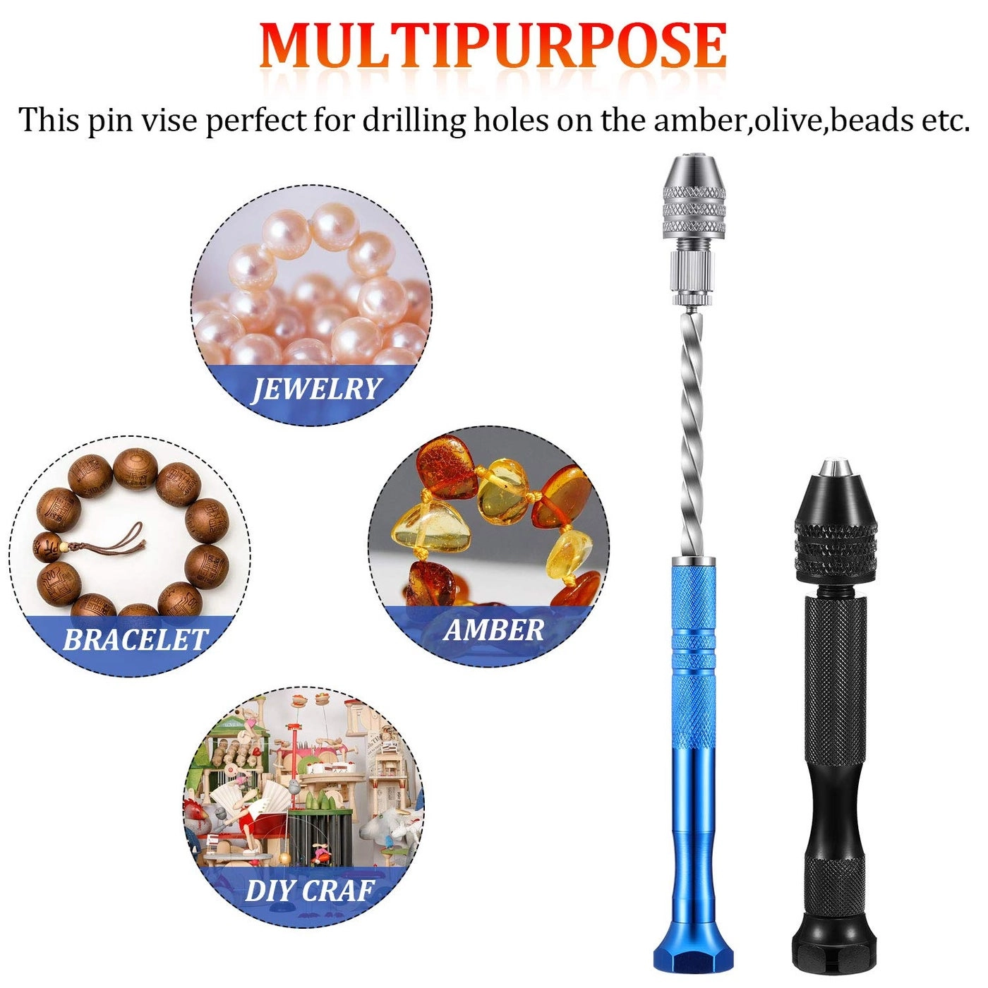 Pin Vise Hand Drill - 1 piece + Semi-automatic Spiral Hand Drill - 1 piece + Micro Twist Drill Bits - 25 Pieces 0.5-3 mm