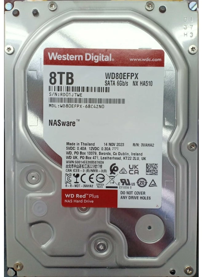 (Renewed) Red Plus 5640rpm 256MB SATA 6Gb/s (WD80EFPX) - 8TB