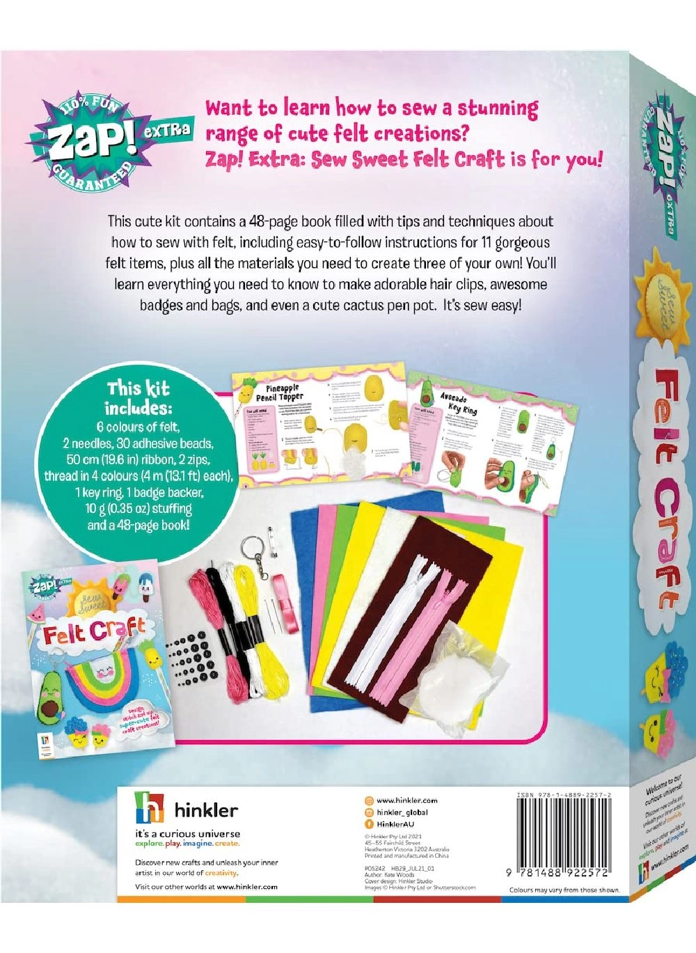 Zap Extra Sew Sweet Felt Craft - 6 colors 30 adhesive beads
