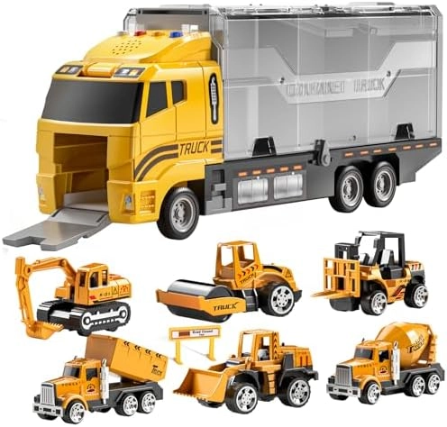 TEMI Die-cast Construction Car Carrier Set