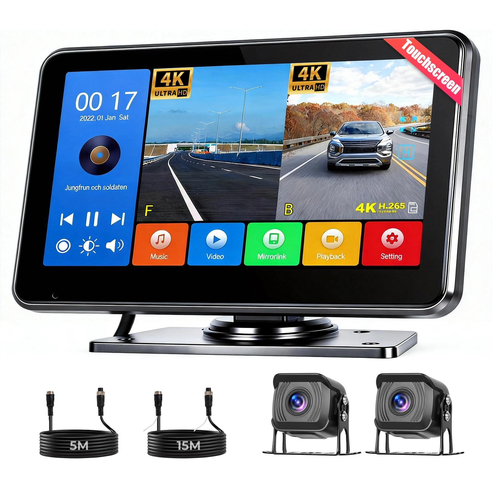 Hikity Car Rear View Camera + Digital Monitor - Night vision Wired 1080P