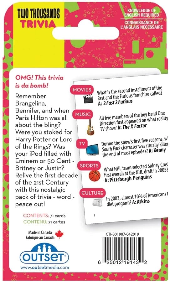 2000's Trivia Card Games - Travel Deck 355 Questions