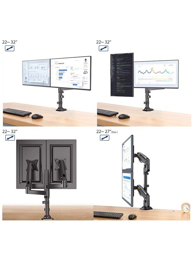 Dual Monitor Desk Mount Stand - 2 32'' 118*118mm