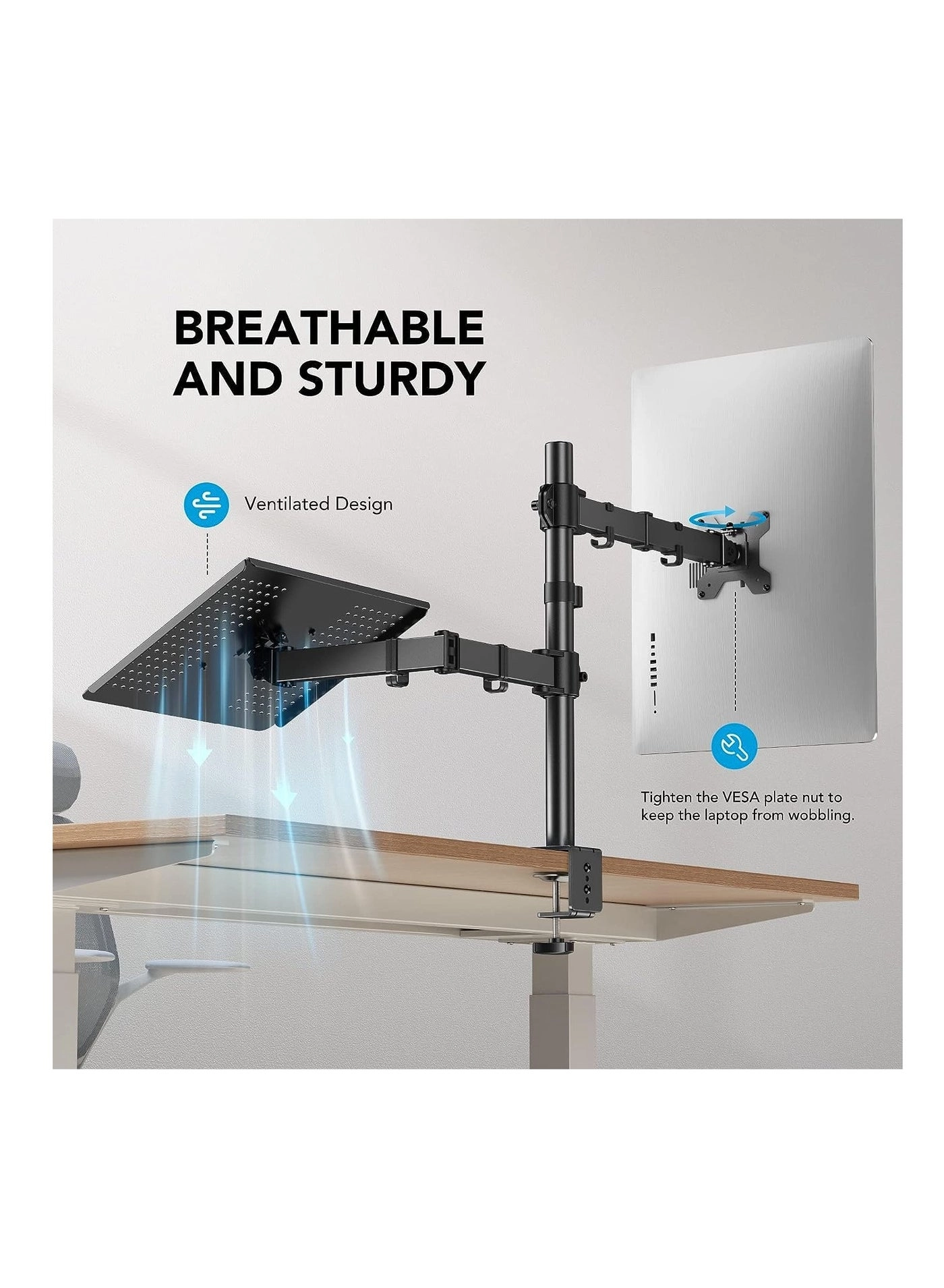 Single Monitor Arm Mount - 38 in 75x75mm 100x100mm