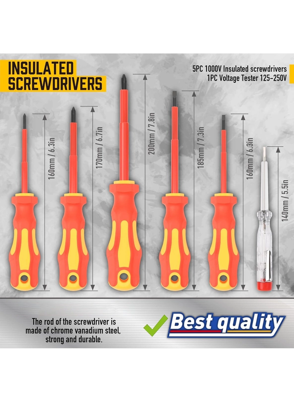 Magnetic Insulated Slotted and Phillips Screwdriver Set (72 Pcs)