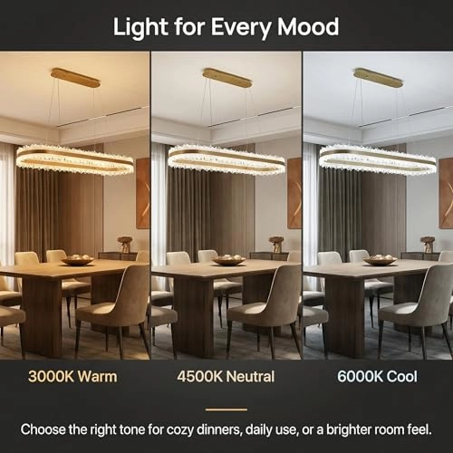 LED Ring Chandelier Oval - 3000K/4500K/6000K Stepless Dimming