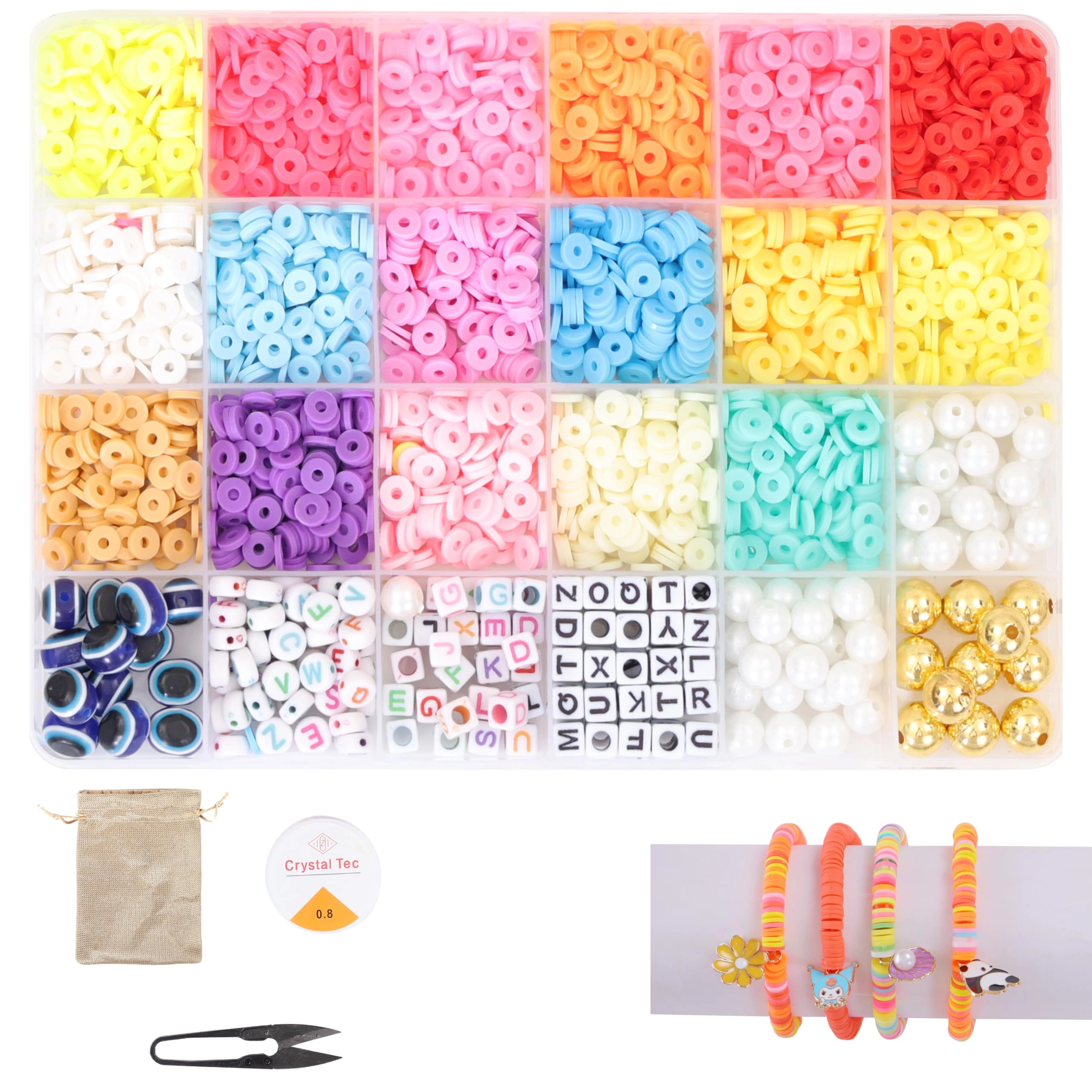 ambitieux Diy Bracelet Making Kit - 24 Colorful Beads 10M Elastic Thread
