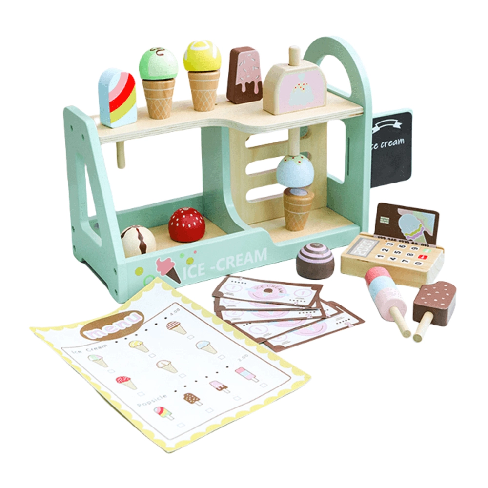 Little Angel Kids Wooden Ice Cream Shop Playset - 17 pcs (5551007-KABI_0176)