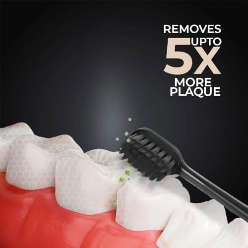 Super Sonic Electric Toothbrush - Charcoal Bristles Battery Powered 2 Cleaning Modes