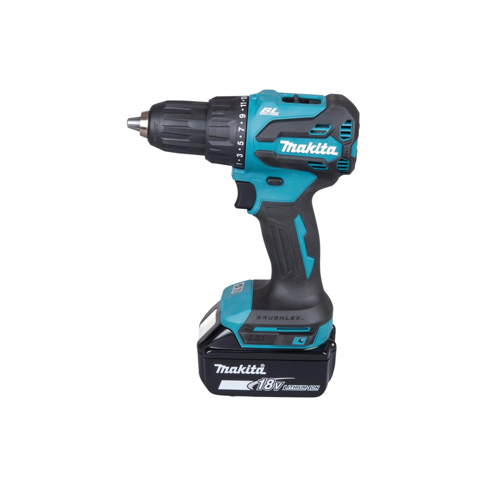 Makita DHP490RT1J - 18V Brushless Combi Drill 5.0Ah battery Charger