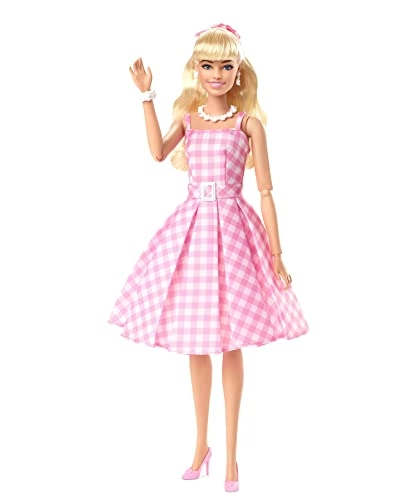 Margot Robbie as Barbie Collectible Doll - Pink Gingham Dress Posable Ages 3+