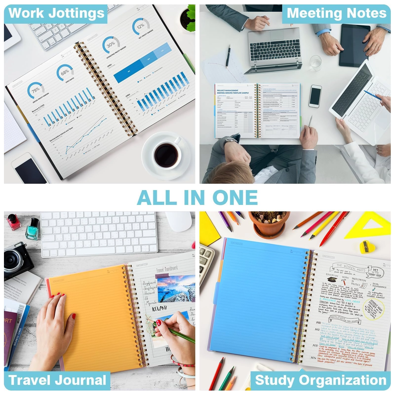 5 Subject Notebook A5 Spiral - Lined 150 Sheets