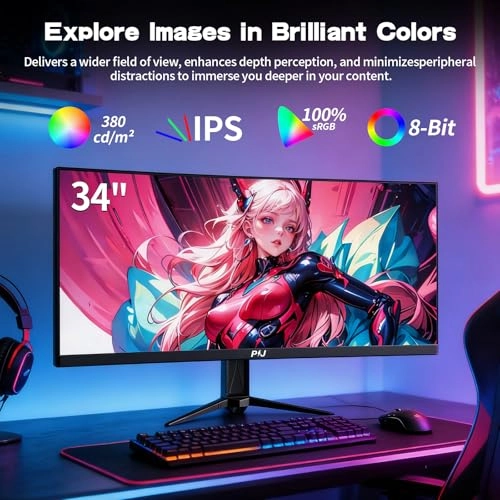 Gaming Monitor - PIJ001A 34 Inches 3440 x 1440 Pixels