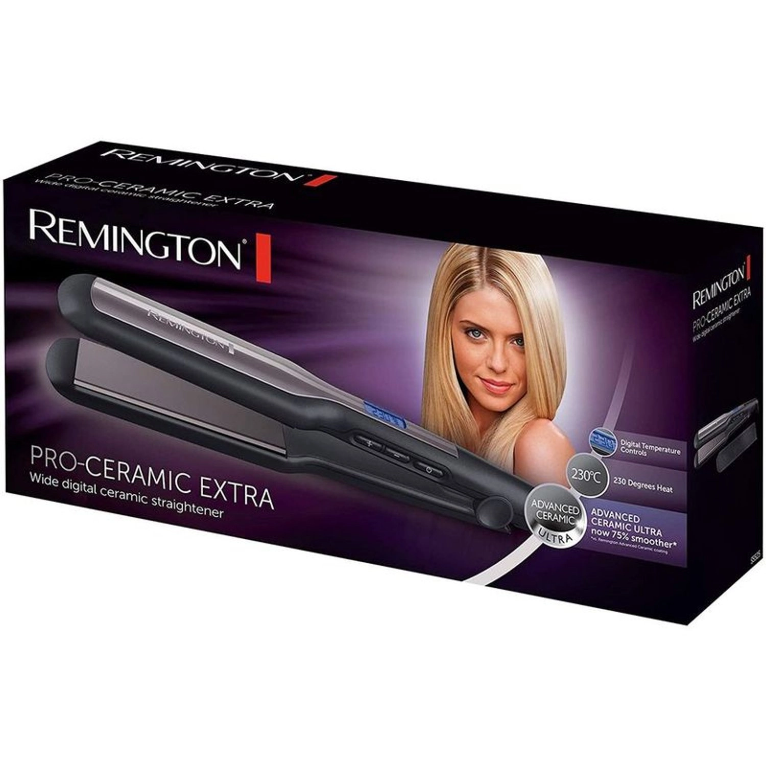 Pro-Ceramic Hair Straightener - Black/Grey 3 m
