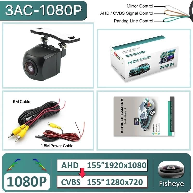 Wide View Vehicle Back up Camera - Night Vision Wire 1920x1080P