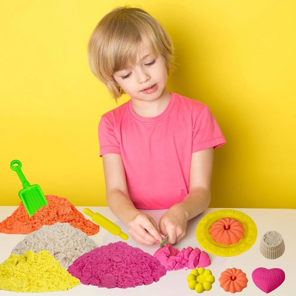 Magical Play Sand Kit - 908g Colorful Birthday Cake Mold