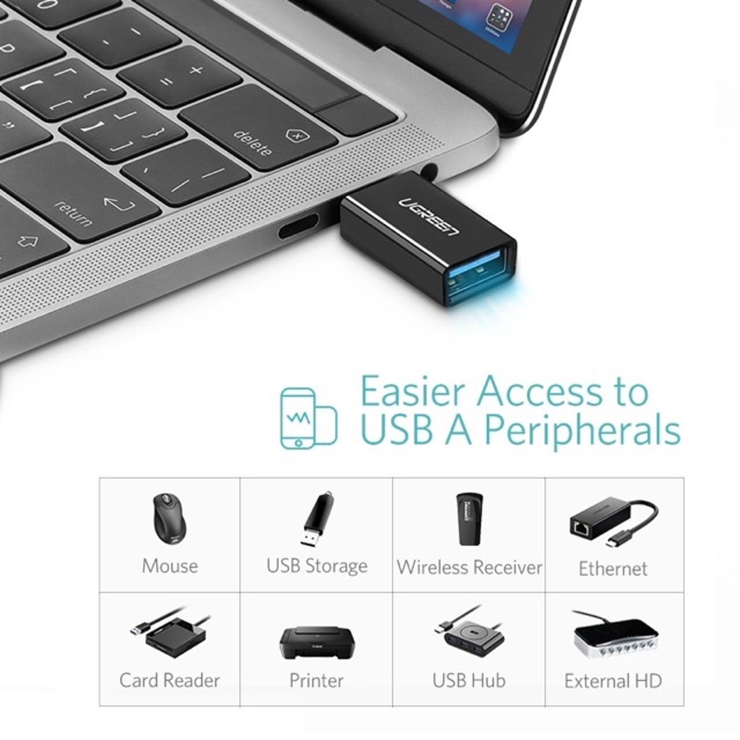 USB Female Adaptor USB-A to USB-C