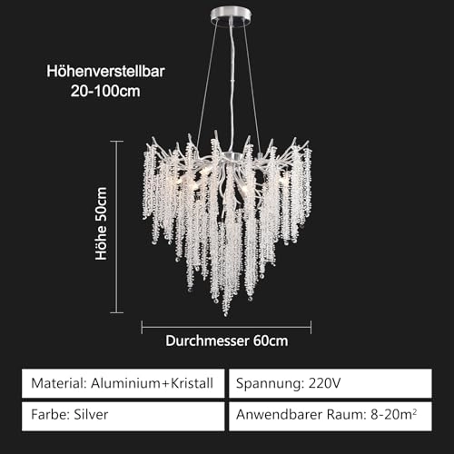 Modern Chandelier Crystal Light - 20 inches (min) to 67 inches (max)