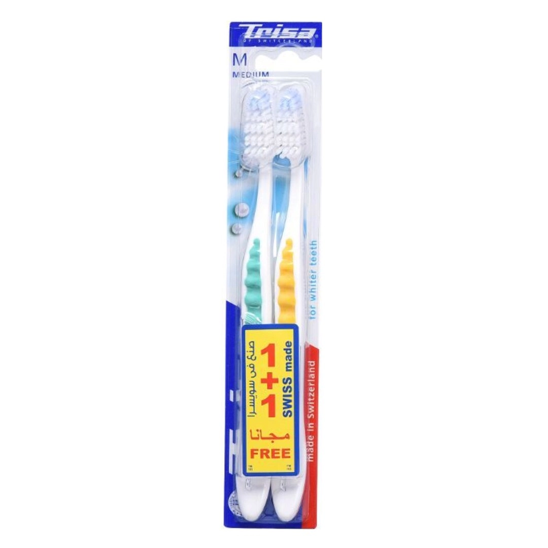 Trisa Pearl White Toothbrush - Medium 2-Piece Pack