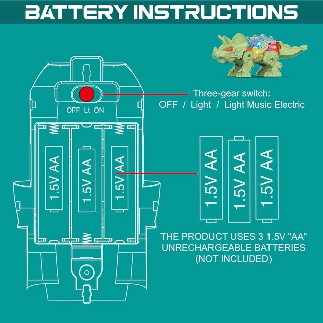 Electric DIY Gear Dinosaur - Light and Sound Blue