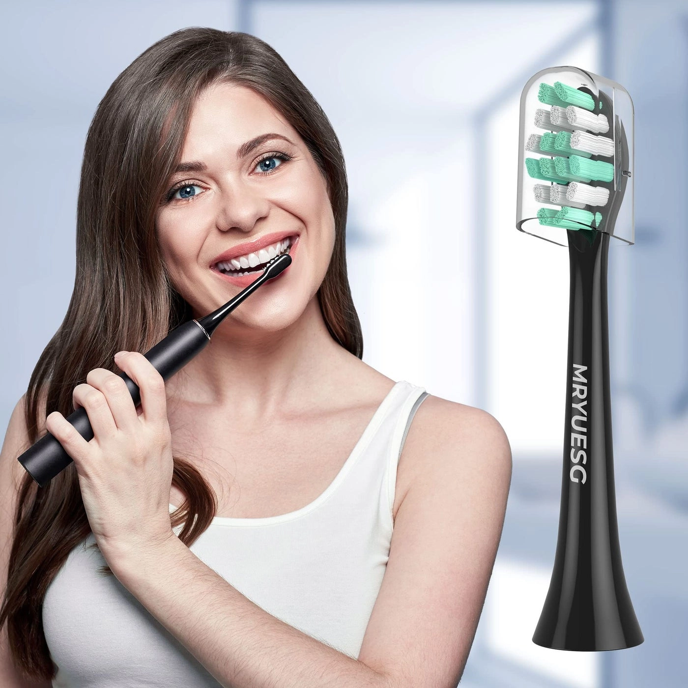 Replacement Toothbrush Heads - 10 Pack 5green+5white