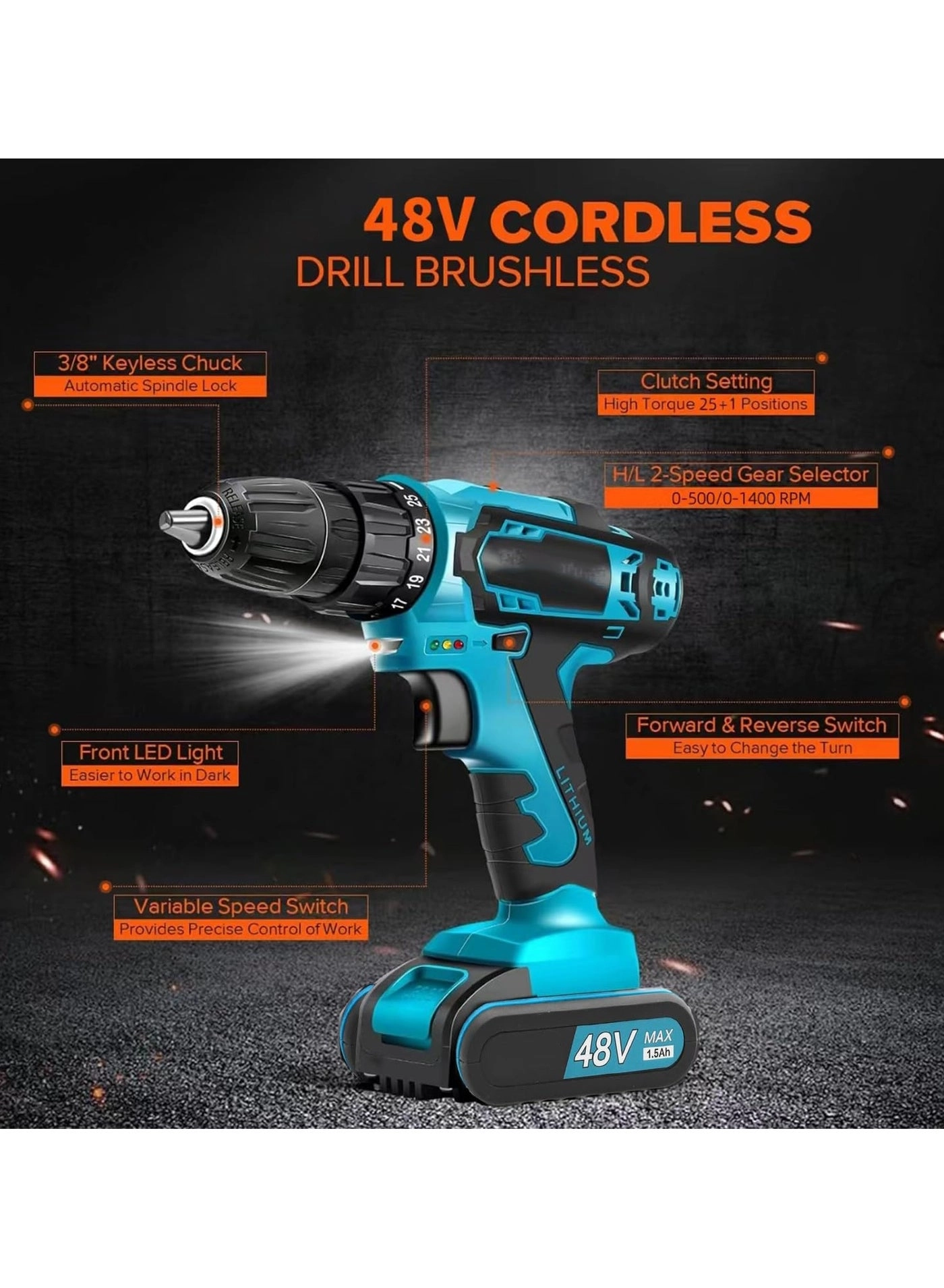 Cordless Drill - 1300mAh 48V