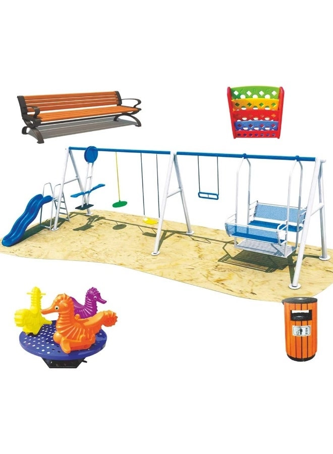 Multi Purpose Kids Outdoor Playing Equipments - 770x320x280cm 2+ Years