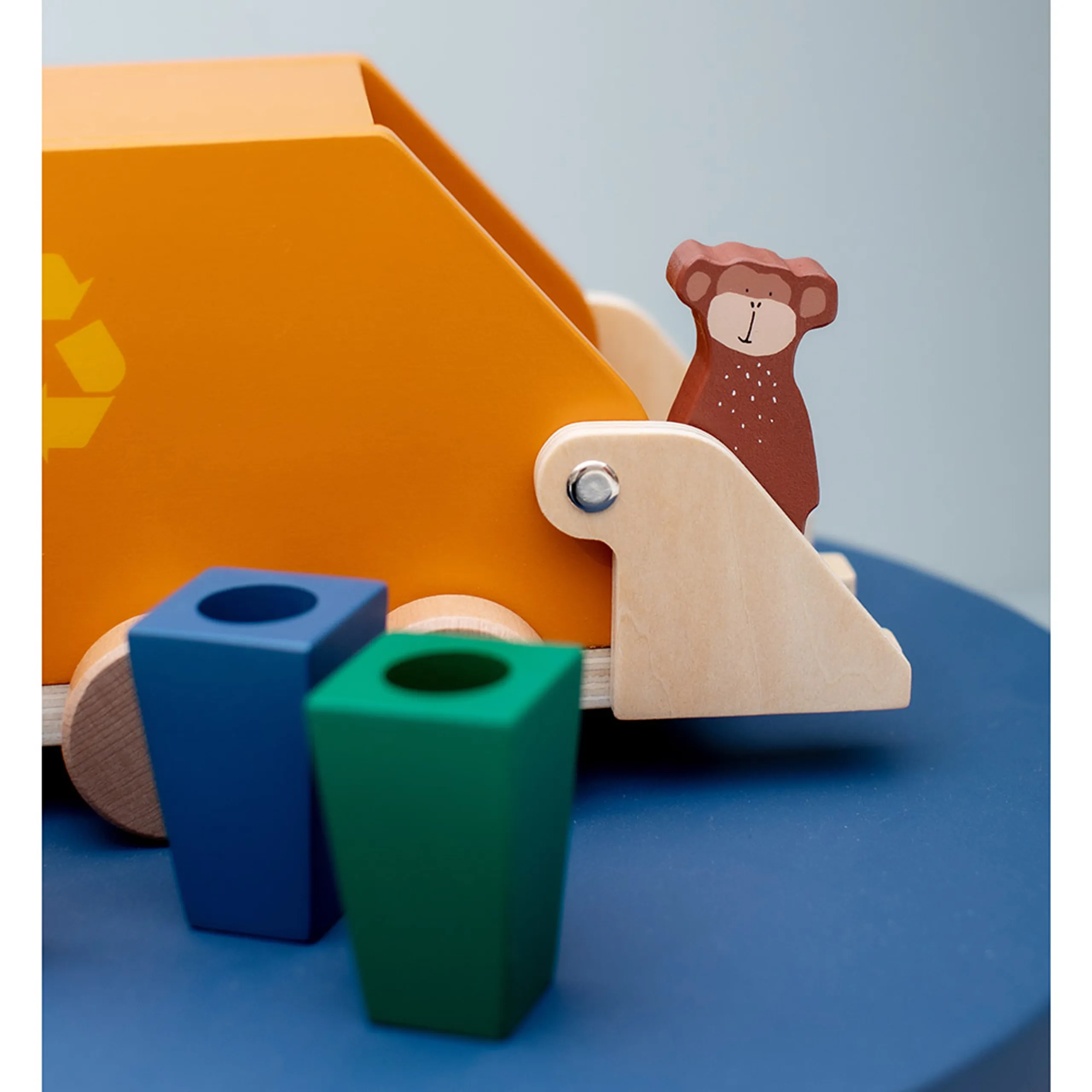 Wooden Garbage Truck - Orange FSC-certified