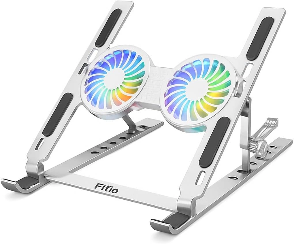 FITTO Multifunctional Portable Laptop Stand - RGB Lights Adjustable Fans