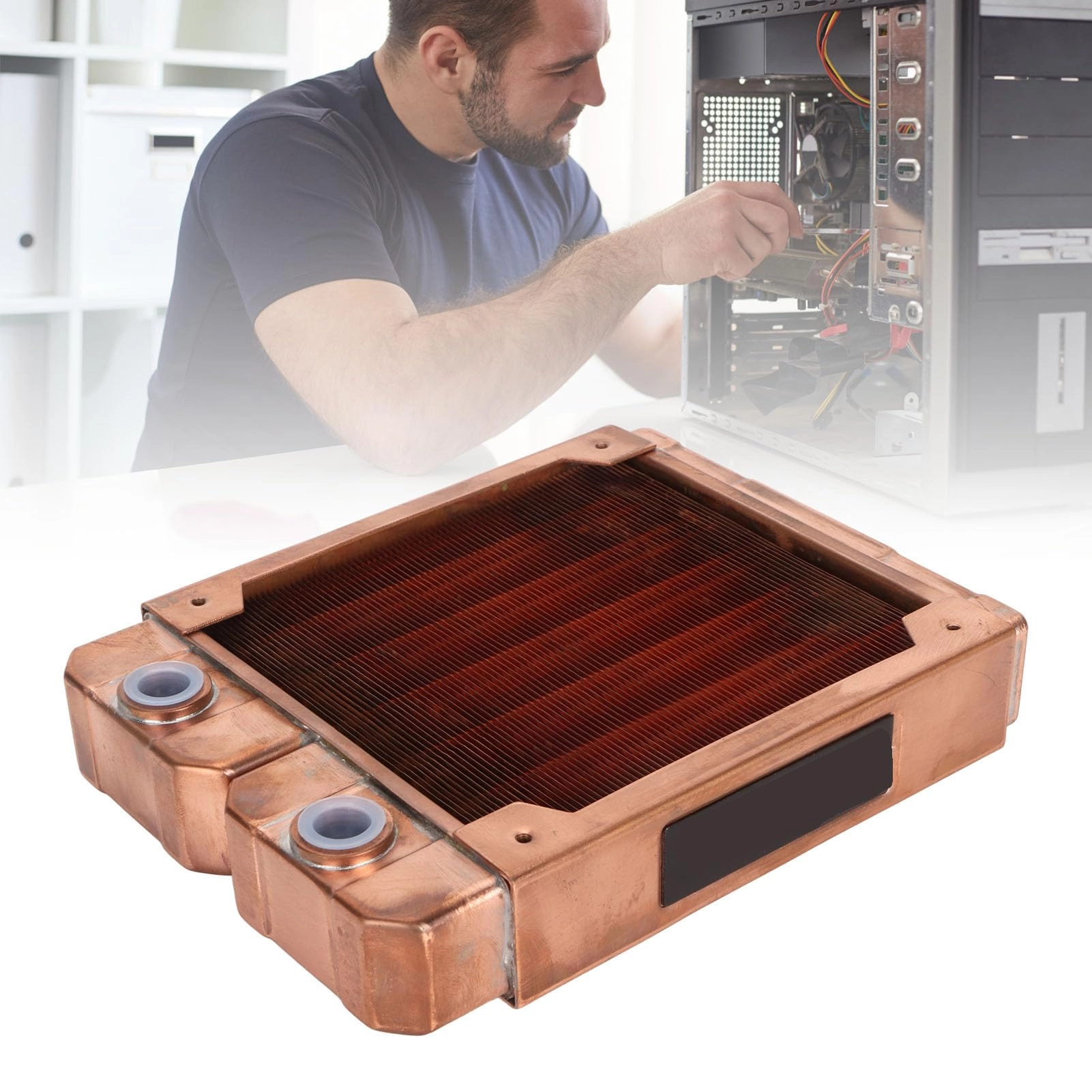 Water Cooling Radiator - 7 Pipe 120mm Red Copper