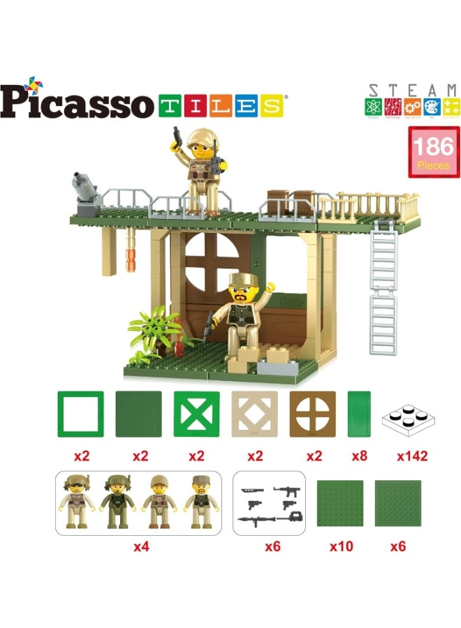 Magnet Tile Building Brick Blocks Playset - Military 186 pcs